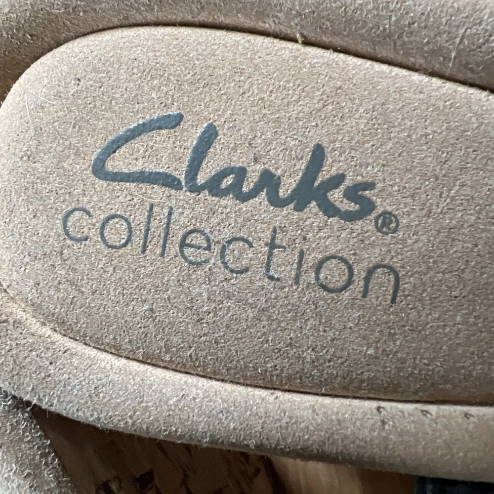 Clarks Rose Wedge Sandal Womens Size 9 Black Ultimate Comfort Nubuck Leather 40